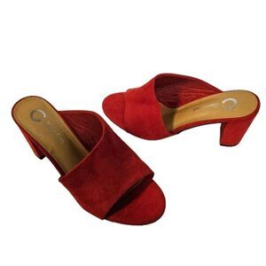 Red Faux Suede Sandals sz 8